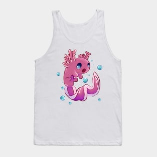 Cute Cartoon Axolotl with Bubbles Tank Top